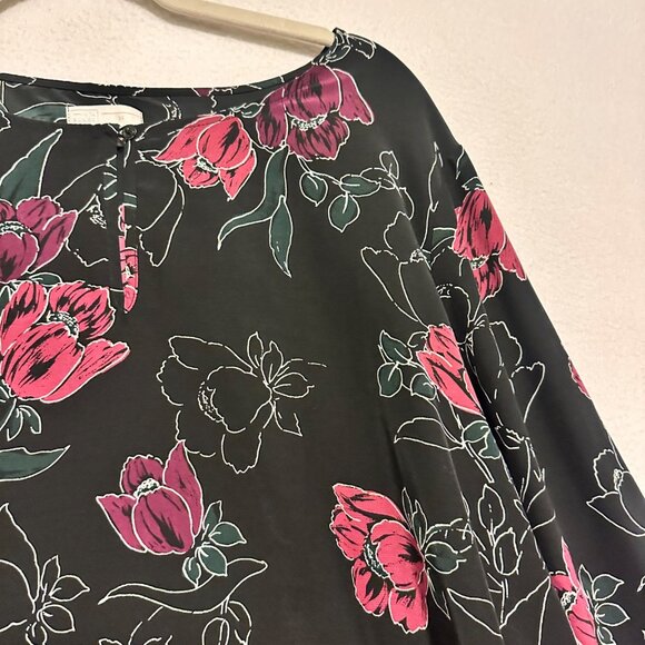 14th & Union Dark Floral Top Womens 2X Whimsy Travel Office Spring Pullover - Picture 4 of 13